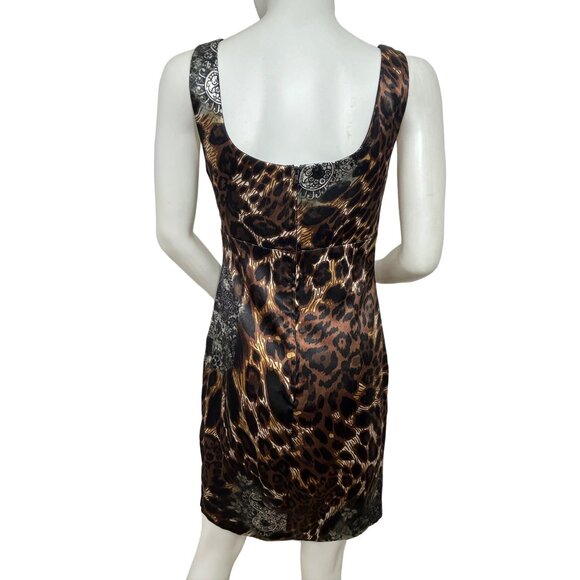 Bisou Bisou Dress 4 Mini Animal Print Brown Grey Sleeveless Party Occasion Gift - Picture 4 of 17